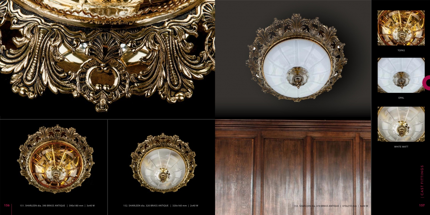 Đèn Lồng Ốp Trần SHARLEEN 320 BRASS ANTIQUE Opal